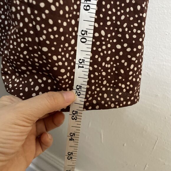 Women's Dalmatian Print Split Thigh Dress Brown and Dot White Size M - Picture 13 of 13